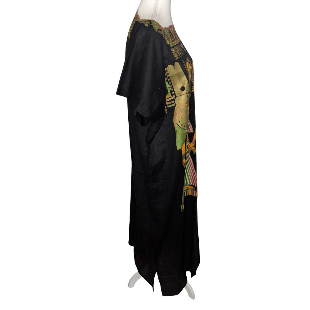 Vintage Egyptian Print Black Kaftan Dress - Picture 6 of 9